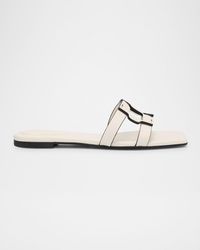 Jonathan Simkhai - Leather Monogram Flat Slide Sandals - Lyst