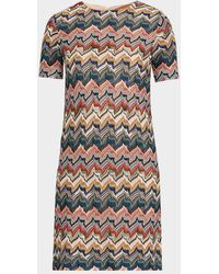 Missoni - Metallic Zigzag Short-Sleeve Mini Dress - Lyst