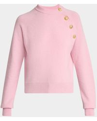 Balmain - Buttoned Eco-Cashmere Crewneck Sweater - Lyst