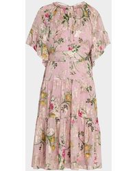 Kobi Halperin - Chase Tiered Floral-Print Fil Coupe Dress - Lyst