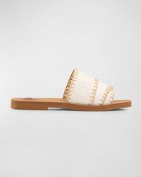 Chloé - X High Summer Woody Linen Logo Whipstitch Sandals - Lyst