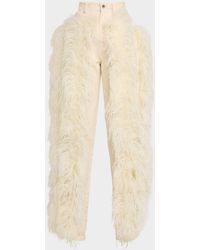 LAPOINTE - Feather-Trim Cotton Twill Straight-Leg Jeans - Lyst