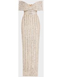 Pamella Roland - Embroidered Tulle Off-The-Shoulder Gown - Lyst