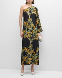 BERNADETTE - Lola One-Shoulder Kumquat Print Midi Dress - Lyst