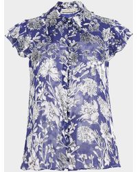 Alice + Olivia - Martel Flutter-Sleeve Blouse - Lyst