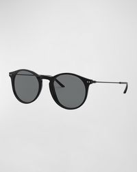 Giorgio Armani - Slim Round Acetate & Plastic Sunglasses - Lyst
