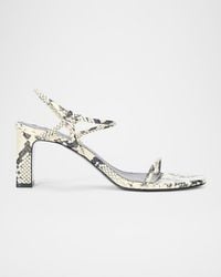 STAUD - 65Mm Laurel Snake-Embossed Leather Sandals - Lyst