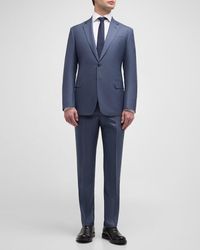Giorgio Armani - Textured Wool-Silk Solid Suit - Lyst