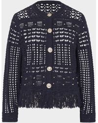 MILLY - Fringed Open-Knit Cardigan - Lyst