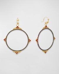 Armenta - Diamond And Ruby Pointed Hoop Earrings - Lyst