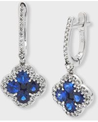 Neiman Marcus - 18k Sapphire And Diamond Flower Hoop Drop Earrings - Lyst