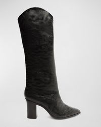 SCHUTZ SHOES - Analeah Snake-print Leather Tall Boots - Lyst