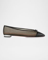 Aquazzura - Gioia Mesh Net Cap-Toe Ballerina Flats - Lyst