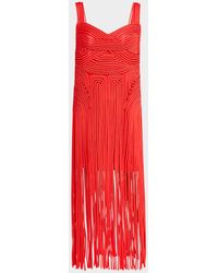 Jonathan Simkhai - Darby Sweetheart Macramé Fringe Midi Dress - Lyst