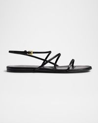 KHAITE - Strappy Leather Flat Sandals - Lyst