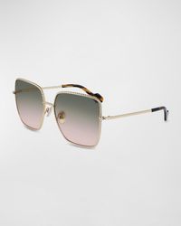 Lanvin - Babe Oversized Square Twisted Metal Sunglasses - Lyst