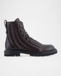Giorgio Armani - Quilted Leather Lace-Up Boots - Lyst