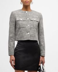 Theory - Tweed Canvas Cropped Military Jacket - Lyst