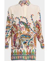Etro - Paisley Silk Button-Down Tunic Blouse - Lyst