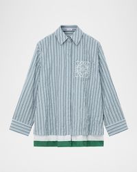 Loewe - Striped Crinkled Cotton Button-Down Shirt - Lyst
