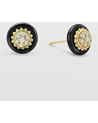 Lagos - 18k Gold And Black Caviar Diamond 9mm Stud Earrings - Lyst