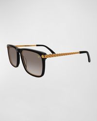 Vintage Frames Company - Don Acetate 24k Yellow Gold Rectangle Sunglasses - Lyst