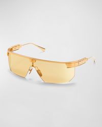Balmain - Major Ltd Half-Rimmed Titanium Shield Sunglasses - Lyst