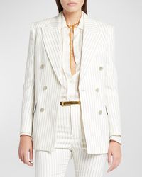 Tom Ford - Pinstripe Double-Breasted Blazer Jacket - Lyst