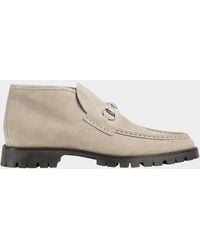 Gucci - Apos;S Sylke Suede Bit Lug-Sole Chukka Boots - Lyst
