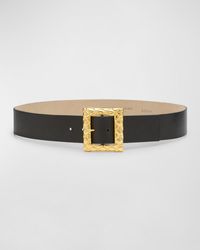 Streets Ahead - Geometric Buckled Smooth Leather Belt - Lyst