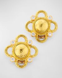 Elizabeth Locke - 19K Round Dome Earrings With Wire Arches And Diamonds - Lyst