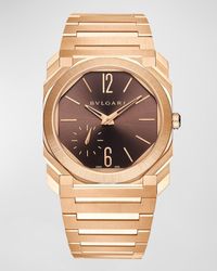 BVLGARI - 40mm Rose Gold Octo Finissimo Automatic Bracelet Watch, Brown - Lyst