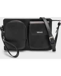 Versace - Cargo Leather Zip Pouch With Strap - Lyst
