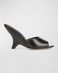 Veronica Beard - Mila Leather Peep-Toe Wedge Sandals - Lyst