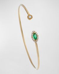 Krisonia - 18k Yellow Gold Bracelet With Diamonds And Emerald Marquise - Lyst