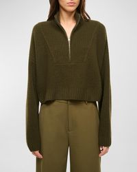 STAUD - Cashmere Cropped Hampton Sweater - Lyst