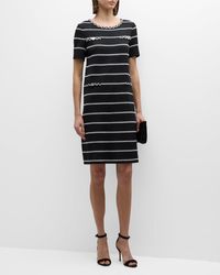 Misook - Striped Textural-Knit Midi Shift Dress - Lyst