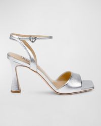 Badgley Mischka - Cady Leather Crystal Heart Ankle-Strap Sandals - Lyst