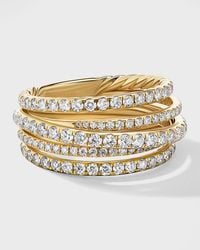 David Yurman - Pave Crossover Ring With Diamonds In 18k Gold, 11mm, Size 8 - Lyst
