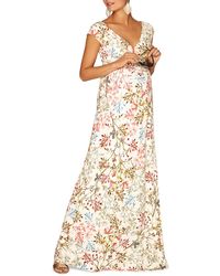 TIFFANY ROSE - Maternity Leaf-Print V-Neck Cap-Sleeve Maxi Dress - Lyst