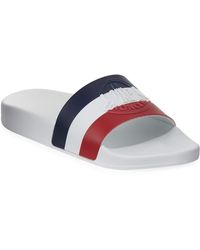 Moncler Jeanne Logo Stripe Pool Slides - White