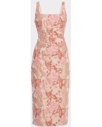 Aidan Mattox - Sleeveless Floral Stretch Jacquard Midi Dress - Lyst