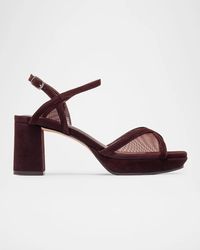 Bernardo - 70Mm Celeste Mesh Suede Platform Sandals - Lyst