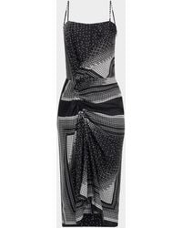 Callas Milano - Angie Ruched Dot-Print Silk Midi Dress - Lyst