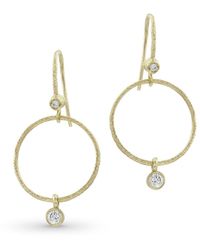 Dominique Cohen - Textured 18k Gold Diamond Hoop Drop Earrings - Lyst