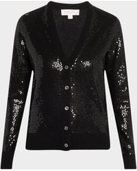 Michael Kors - Sequined Cashmere V-Neck Cardigan - Lyst