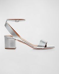 Aquazzura - Sundance Metallic Ankle-Strap Sandals - Lyst