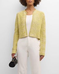 Fabiana Filippi - Cropped Open-Front Metallic Tweed Cardigan - Lyst