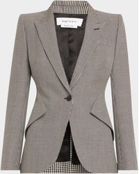 McQueen - Single-Breasted Houndstooth Blazer - Lyst