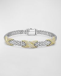 Lagos - Sterling Silver And 18k Embrace Diamond Pave Rope Bracelet - Lyst